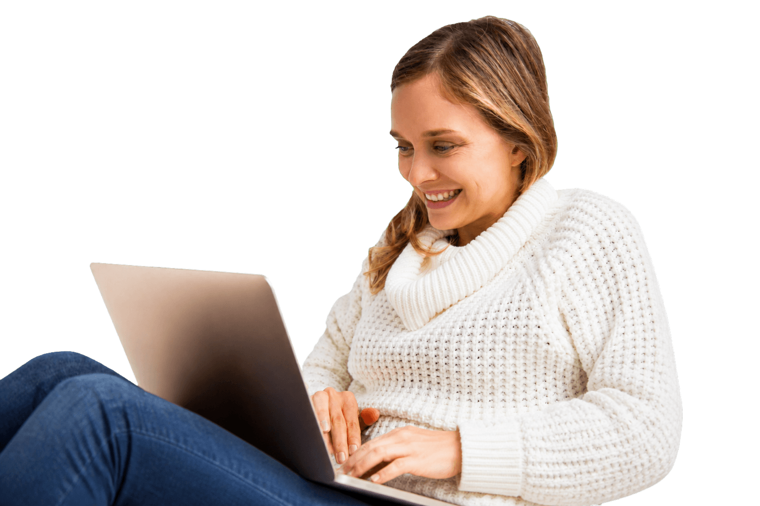 Woman comparing internet plans on a laptop