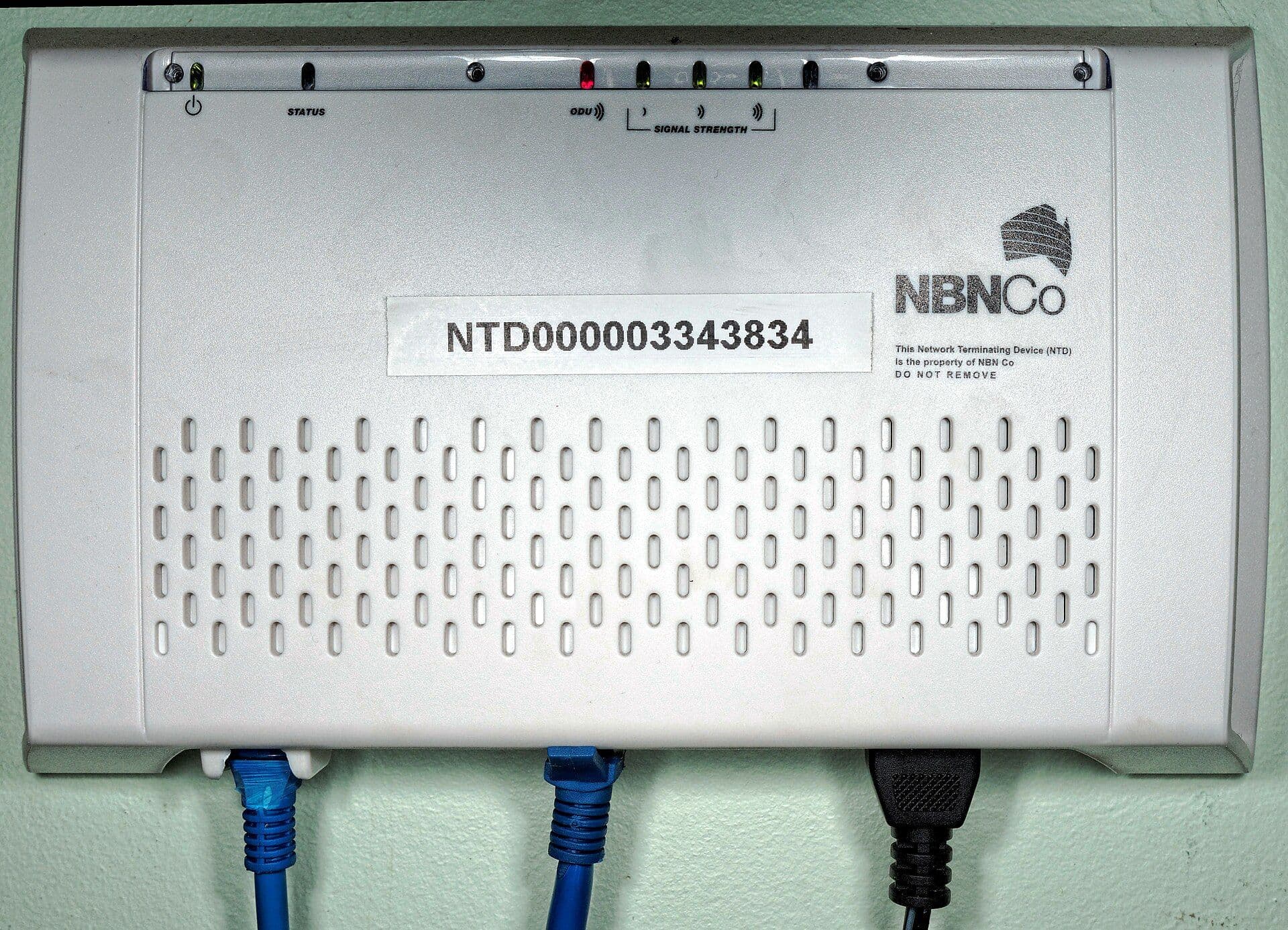 Internet router connected to fixed broadband equipment in a home