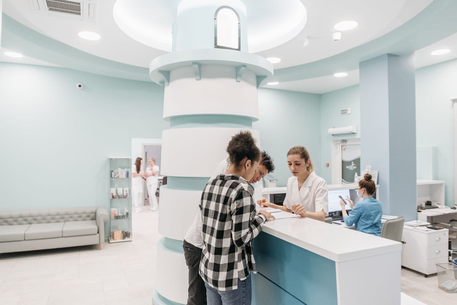 Patients in a healthcare waiting room