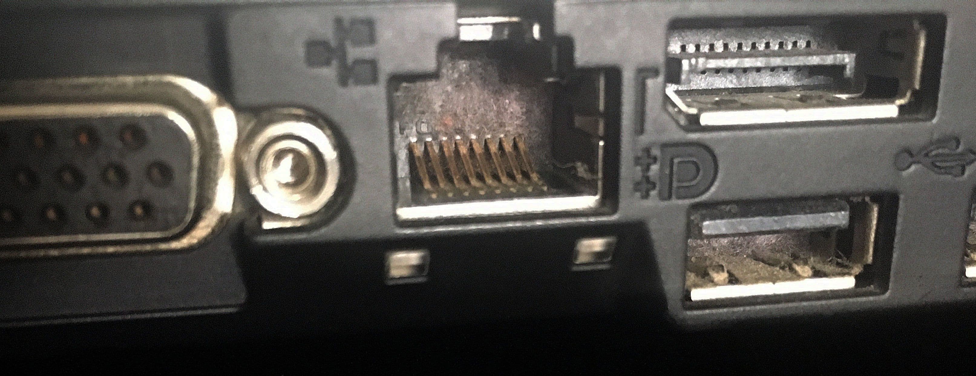Ethernet socket image for explaining download versus upload performance on a real connection.