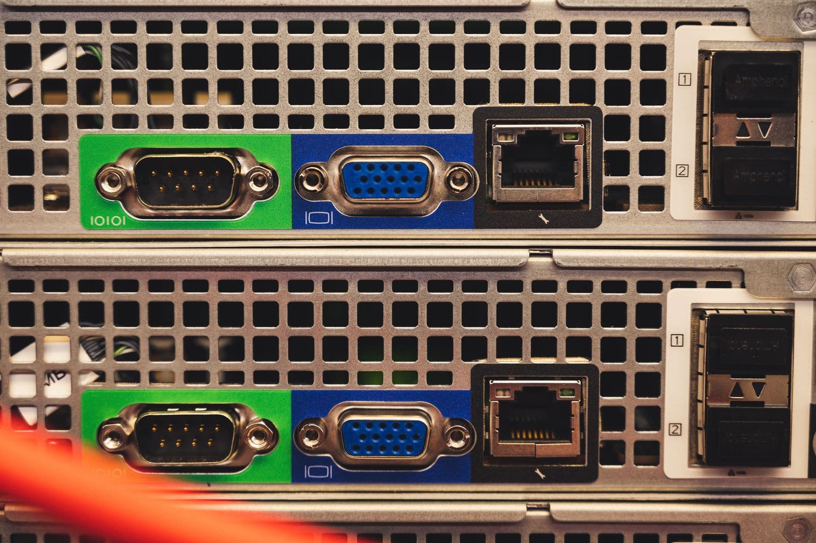 Close-up of network equipment ports; illustrative, not a recommended NBN router