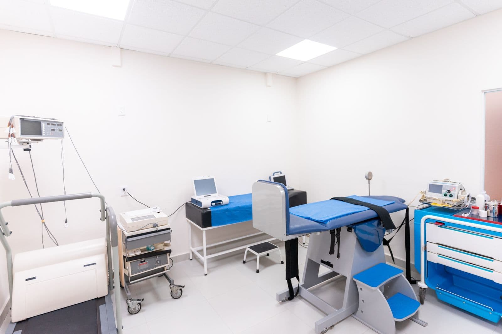 Empty examination room with medical equipment