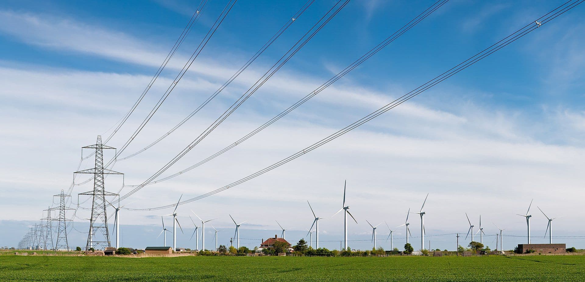 Residential power lines representing regulated electricity supply and market offers