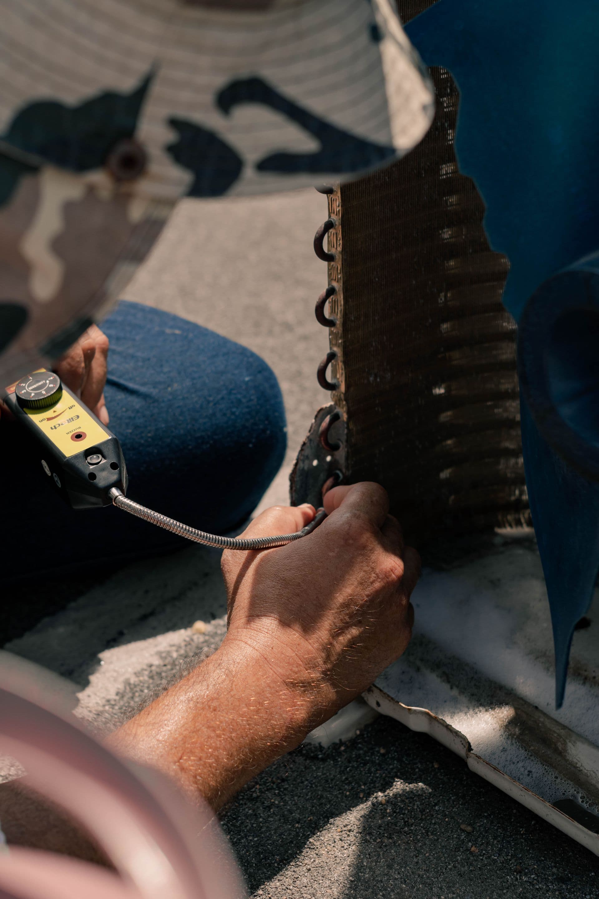 Qualified technician working near a residential gas meter