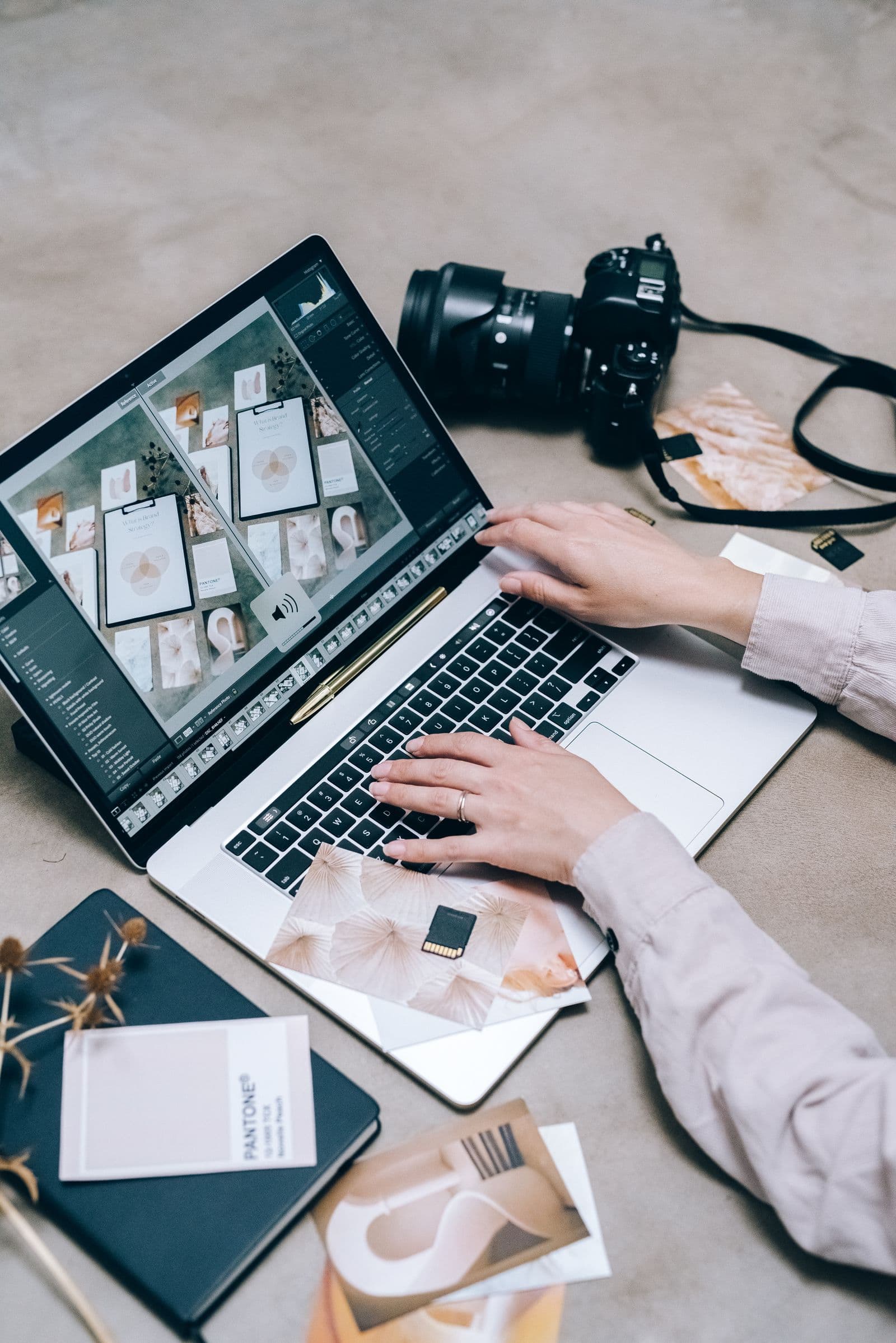 Content creator uploading large video files from a home office